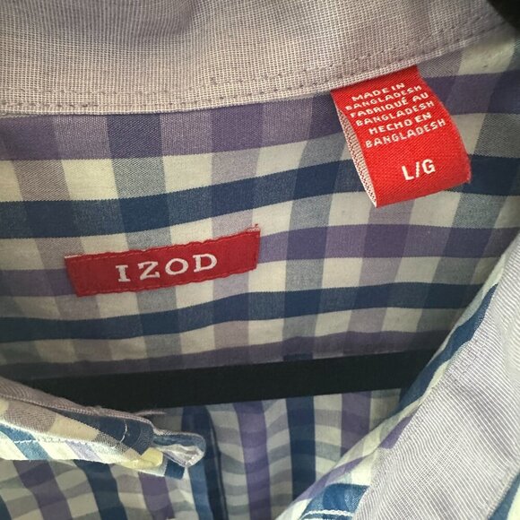 Blue, White & Purple Check Izod Large Shirt - Picture 7 of 11